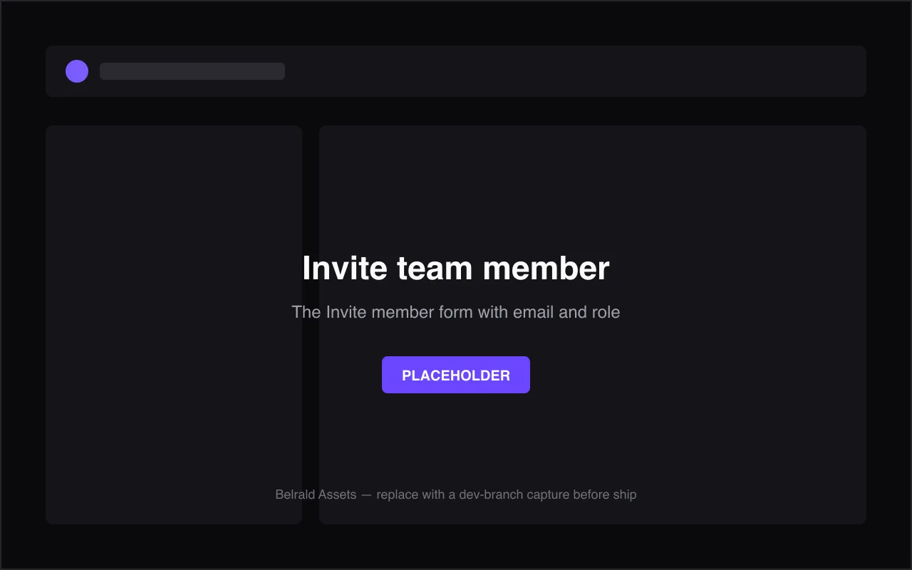 The Invite member form with an email address entered and the Technician role selected, and the Send invitation button in focus.
